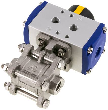 Pneumat. Edelstahl-Kugelhahn, G 1/4", doppeltwirkend, FKM-Dichtung