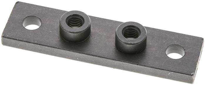 verlängerte Anschweißplatte mit Befestigungsbohrungen, Stahl blank, Baugröße 1,, verlängerte Anschweißplatte, schwer