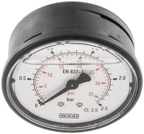 Glycerin-Manometer waagerecht (KU/Ms), 63mm, 0 - 2,5 bar