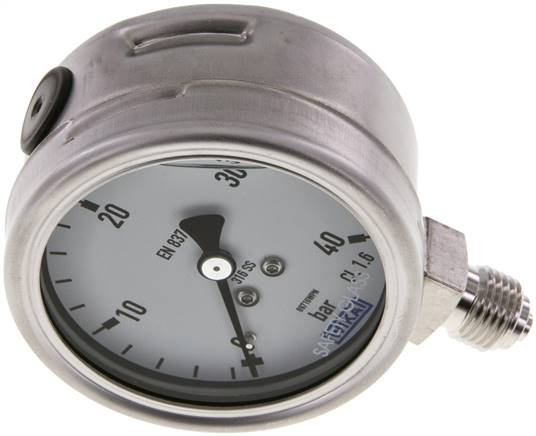 Chemie-Glycerin-Manometer senkrecht, 63mm, 0 - 40 bar