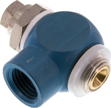 Drosselrückschlagventil G 1/4", abluftregelnd (B), Aluminium, Schlitzschraube und Kontermutter