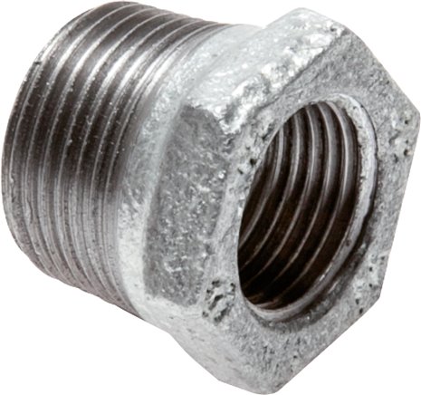 Reduziernippel R 1-1/4"(AG)-Rp 1/2"(IG), Temperguss verzinkt