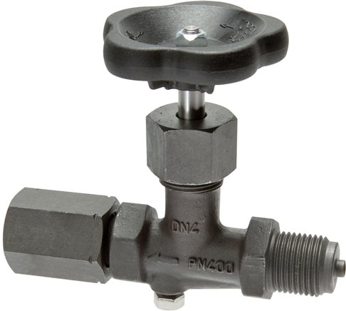 Manometer-Absperrventil G 1/2" Spannmuffe - Zapfen,Stahl, Messgerätanschluss 1/2" IG