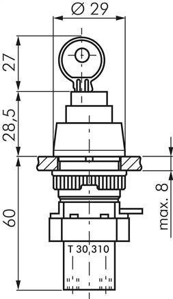 3/2-Wege Schlosstaster-Ventil, schwarz (22,5mm), M5