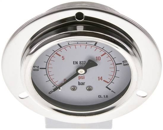 Glycerin-Einbaumanometer,Frontring, 63mm, 0 - 1 bar -Eco-Line