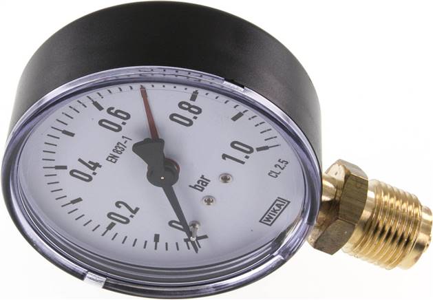 Manometer senkrecht, 80mm, 0 - 1 bar