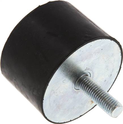 Gummi-Metall-Puffer einseitig mit Gewindestift M 12 x 37, D= 75 - H= 50 mm