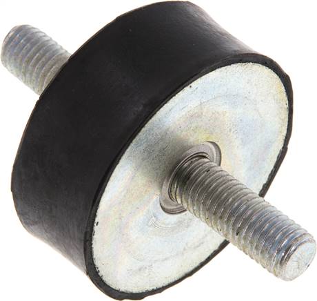 Gummi-Metall-Puffer beidseitig mit Gewindestift M 10 x 28, D= 50 - H= 20 mm