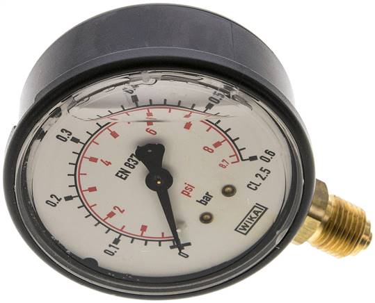 Glycerin-Manometer senkrecht (KU/Ms), 63mm, 0 - 0,6 bar