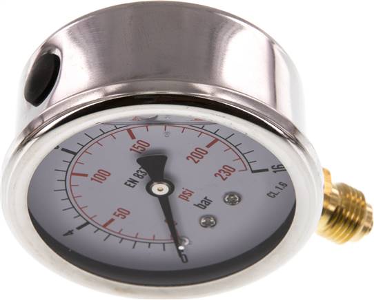Glycerin-Manometer senkrecht (CrNi/Ms), 63mm, 0 - 16 bar -Eco-Line