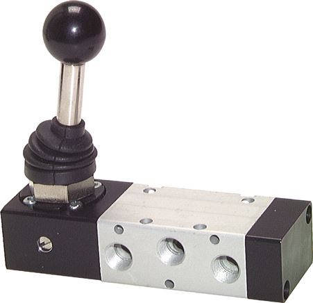 5/2-Wege Handhebelventil, Federrückstellung, G 1/4", -0,95 bis 10 bar