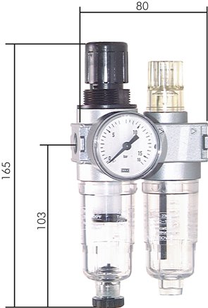 MULTIFIX Wartungseinheit (0), 2-tlg., G 1/8", 0,5 - 10 bar, Metallbehälter