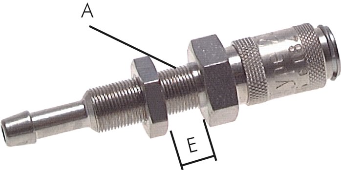 Schott-Schnellkupplung (NW2,7) 4mm Schlauch, Messing vernickelt, für Stecker beidseitig absperrend