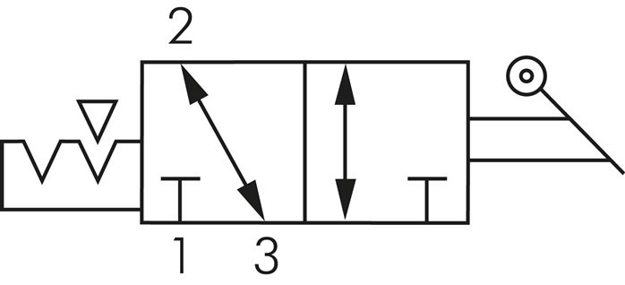 3/2-Wege (NC/NO)-Handhebelventil, G 1/4" , Raste