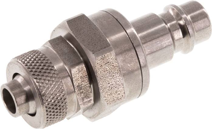 Kupplungsstecker (NW7,2) 10x8mm Schlauch, Edelstahl, beidseitig absperrend