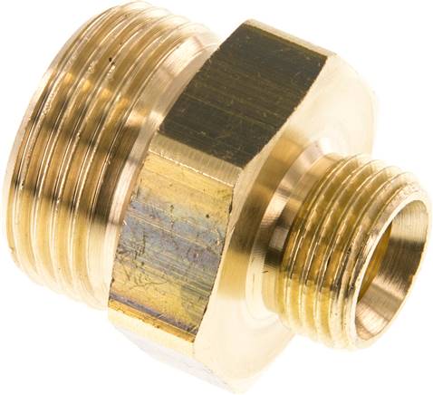Doppelnippel G 1"-G 1/2", Messing/Rotguss