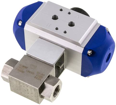 Pneumat. Hochdruck-Kugelhahn, Edelstahl, Feder-öffnend, G 3/8"