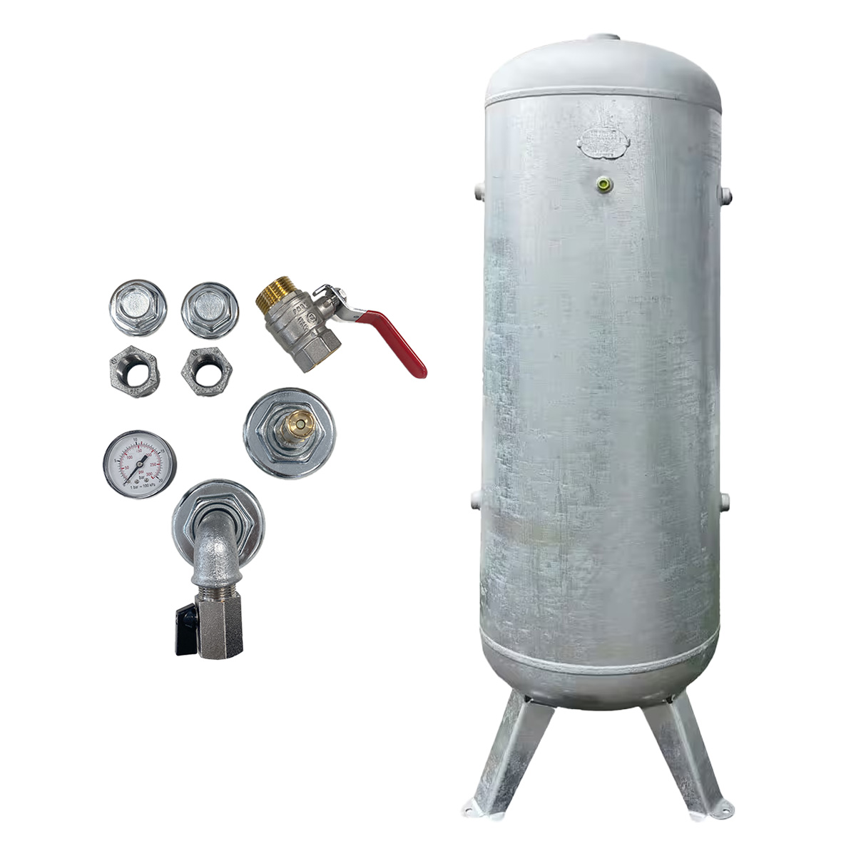 Druckluftbehälter 500 lt, 11 bar, Stahl verzinkt, AD 2000 mit Armaturensatz, 1830126069