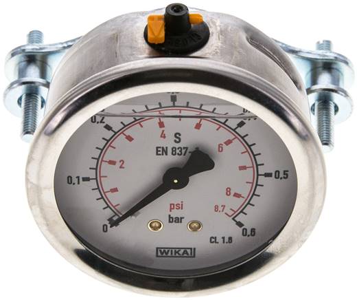 Glycerin-Einbaumanometer, 3kt-Frontring, 63mm, 0 - 0,6 bar