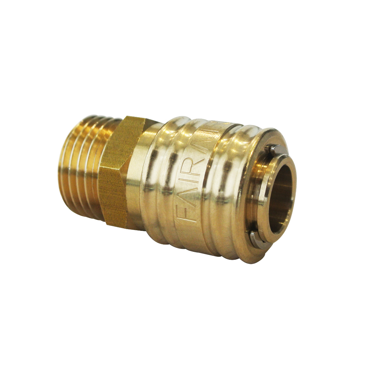 FAIRAIR Schnellkupplung SK-7,2-1/2A, NW 7,2 G 1/2 außen, Messing blank, einhändig bedienbar, FA60003