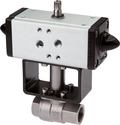 ES-Kugelhahn mit pneumatischem Antrieb, Rp 1/2", Feder-schließend