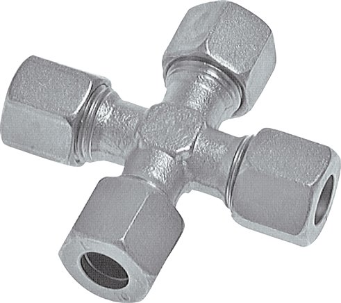 Kreuz-Schneidringverschraubung 12 L (M18x1,5), Stahl verzinkt