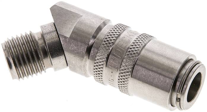 45°-Temperier-Schnellkupplung 9mm Zapfen,G 1/4"(AG), Edelstahl 1.4305, 	ohne Ventil