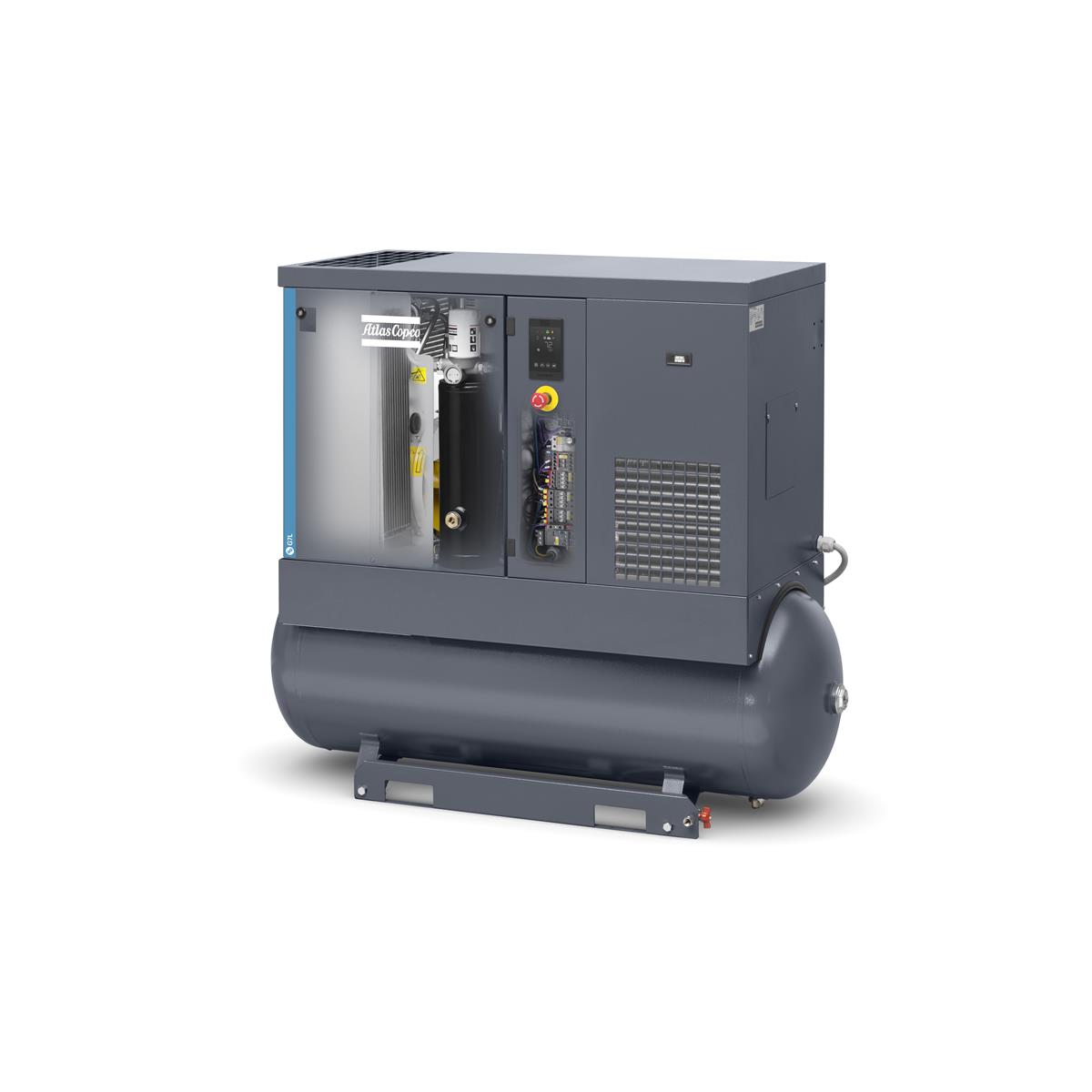 Atlas Copco Schraubenkompressor G 7L FF - 10 bar inkl. Kältetrockner und Behälter 270 L, 3ph+N