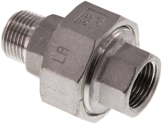 Verschraubung flach dichtend Rp/R 3/8" (IG/AG), Edelstahl