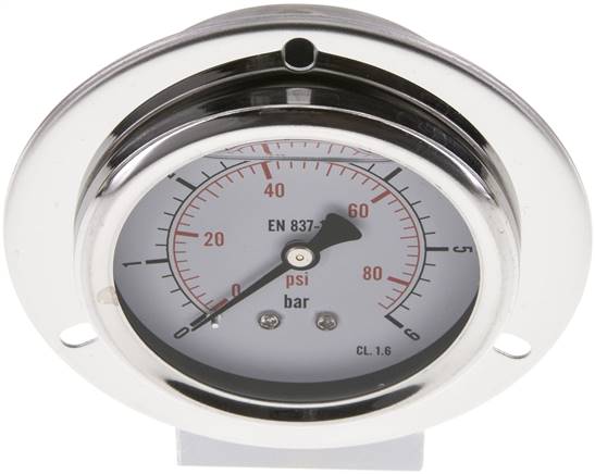 Glycerin-Einbaumanometer,Frontring, 63mm, 0 - 6 bar -Eco-Line