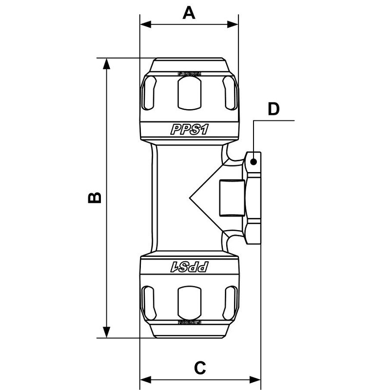 PREVOST-T-STÜCK MIT INNENGEWINDE für Rohr mit außen-Ø = 63 IG BSPP = G 1