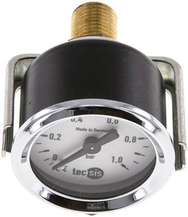 Einbaumanometer, 3-kant-Frontring, 40mm, 0 - 1 bar, 1/4" mit Zentrierzapfen