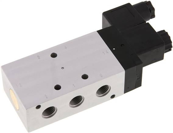 5/2-Wege Magnetventil, G 1/4", Feder, 12 V=, NW 9