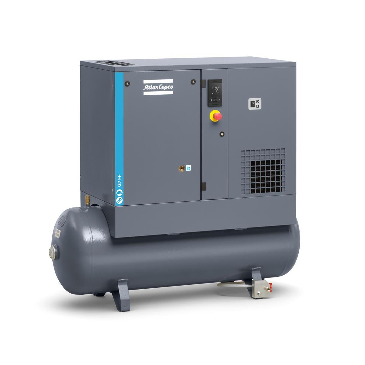 Compressore a vite Atlas Copco G 7 FF - 10 bar, incluso essiccatore a refrigerazione e serbatoio