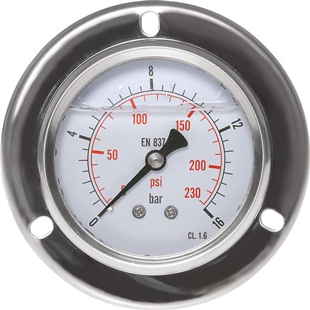 Glycerin-Einbaumanometer,Frontring, 100mm, 0 - 1000 bar -Eco-Line