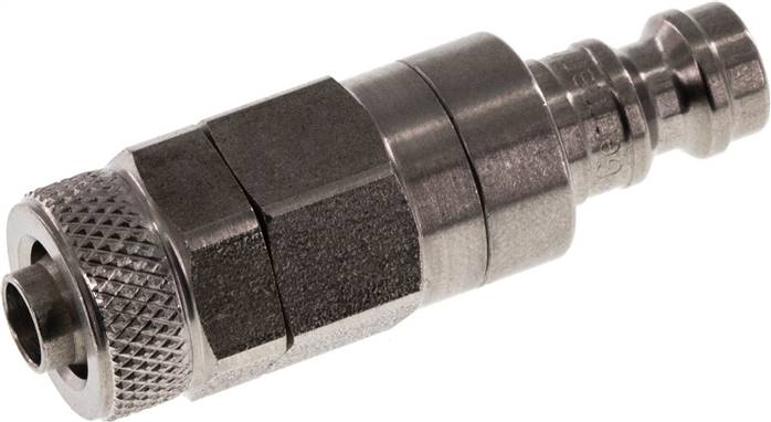Kupplungsstecker (NW5) 8x6mm Schlauch, Edelstahl, beidseitig absperrend