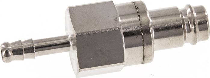Kupplungsstecker (NW10) 6 (1/4")mm Schlauch, Messing vernickelt, beidseitig absperrend