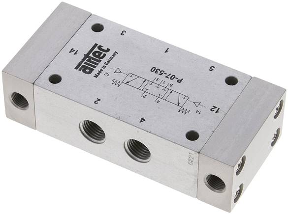 5/3-Wege Pneumatikventil, G 1/4", Mittelstellung geschlossen, ATEX-Zulassung