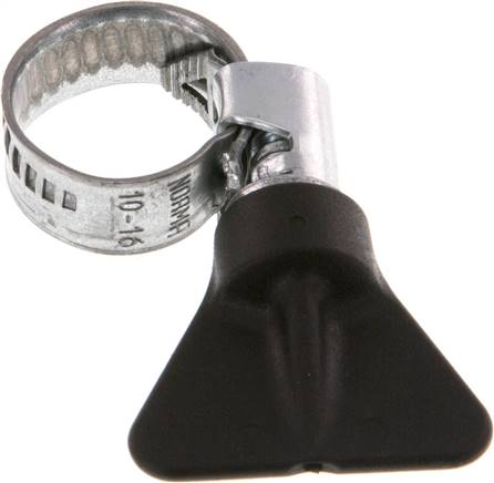 9mm Schlauchschelle 10 - 16mm, Stahl verzinkt (W1) (NORMA) mit Flügelgriff
