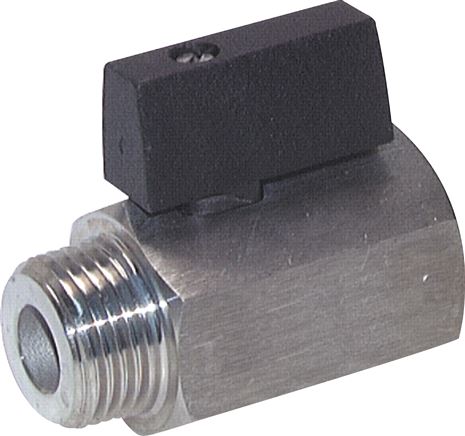 Edelstahl-Minikugelhahn G 1/4" Innengewinde / Außengewinde, PN 25
