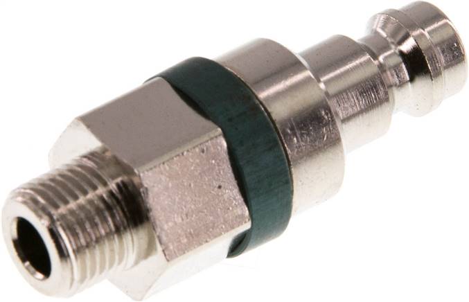 Kupplungsstecker (NW5) G 1/8"(AG), Messing vernickelt, grün