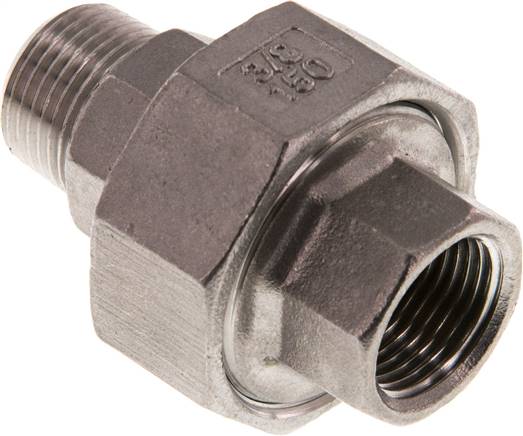 Verschraubung kon. dichtend, Rp 3/8"/R 3/8" (IG/AG), Edelstahl