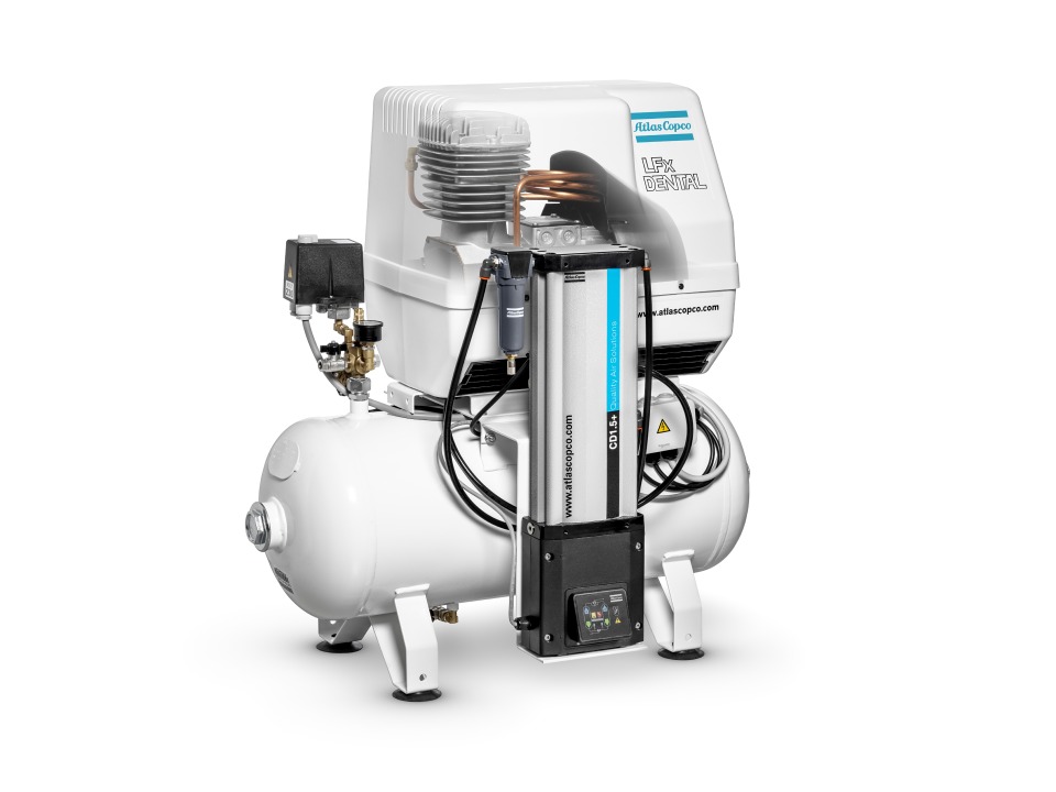 Atlas Copco Kolbenkompressor LFxD 0,7 - 10 bar 230V FF inkl. Adsorptionstrockner CD  und Behälter 24 L