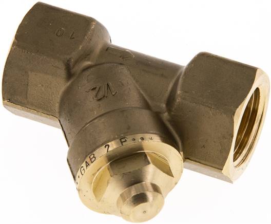 Schrägsitz-Rückschlagventil, Rp 1/2", PN 10 / FKM-Dichtung, Messing