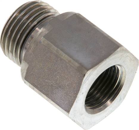 Hydraulik-Reduzierung G 1/2"(AG)-G 3/8"(IG), Stahl verzinkt, Elastomerdichtung