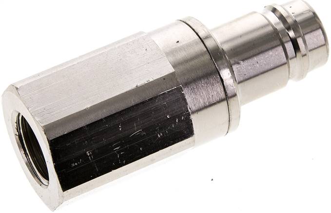 Kupplungsstecker (NW15) G 1/2"(IG), Messing vernickelt, beidseitig absperrend
