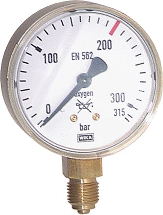 Schweißtechnik-Manometer 63mm, 0 - 40 bar, Sauerstoff (O2)