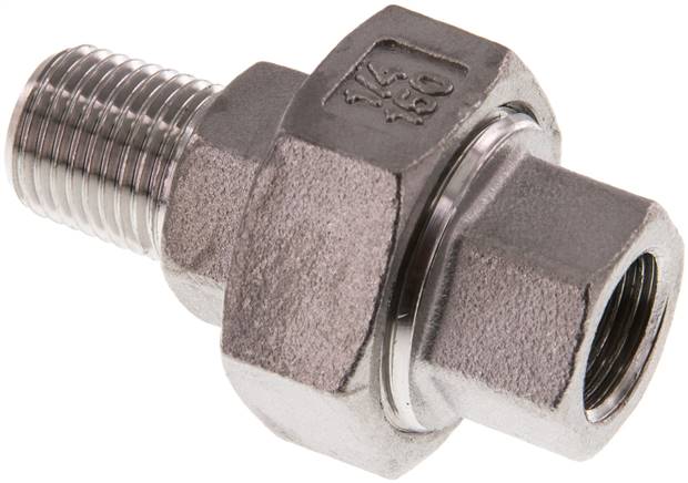 Verschraubung flach dichtend Rp/R 1/4" (IG/AG), Edelstahl