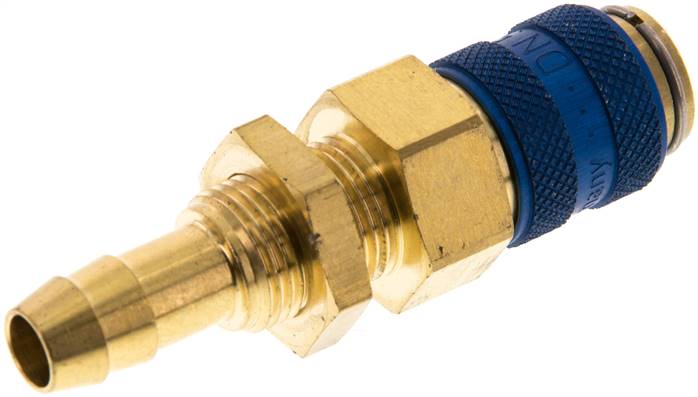 Schott-Schnellkupplung (NW5) 8 (5/16")mm Schlauch, Messing, blau
