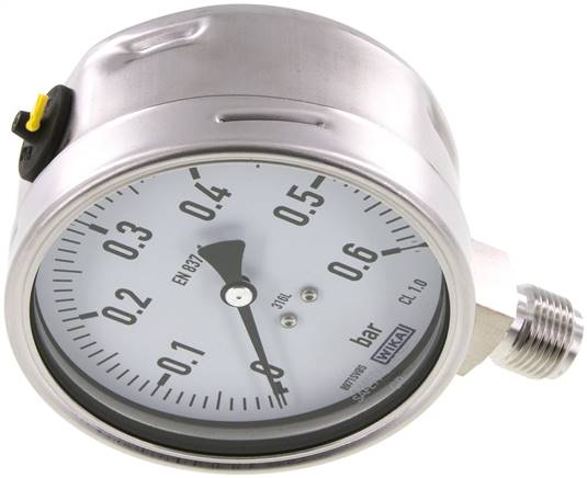 Chemie-Manometer senkrecht, 100mm, 0 - 0,6 bar